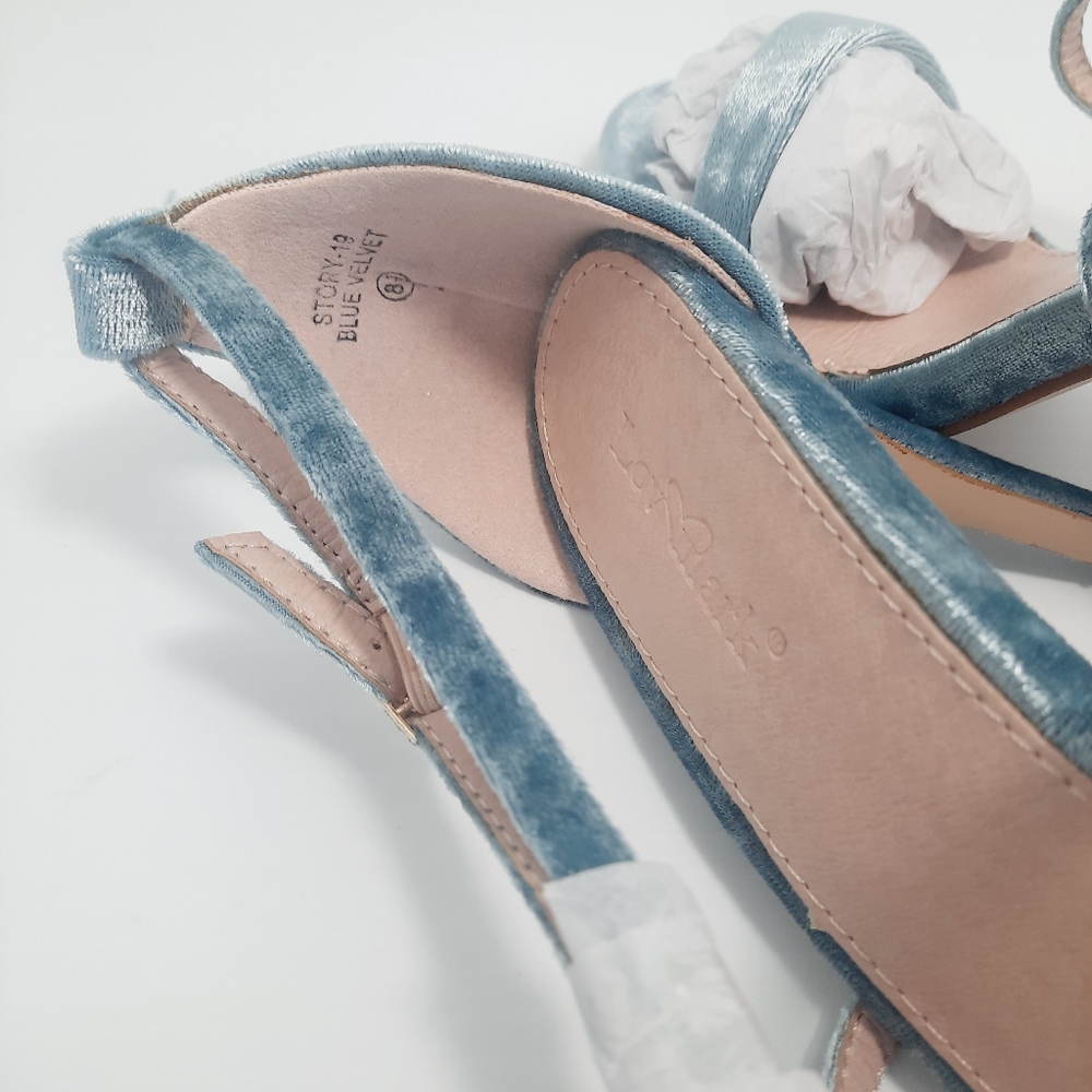 Velvet Crisscross Blue Heels Sz 8 , Sz 5,5 NEW - Picture 12 of 13